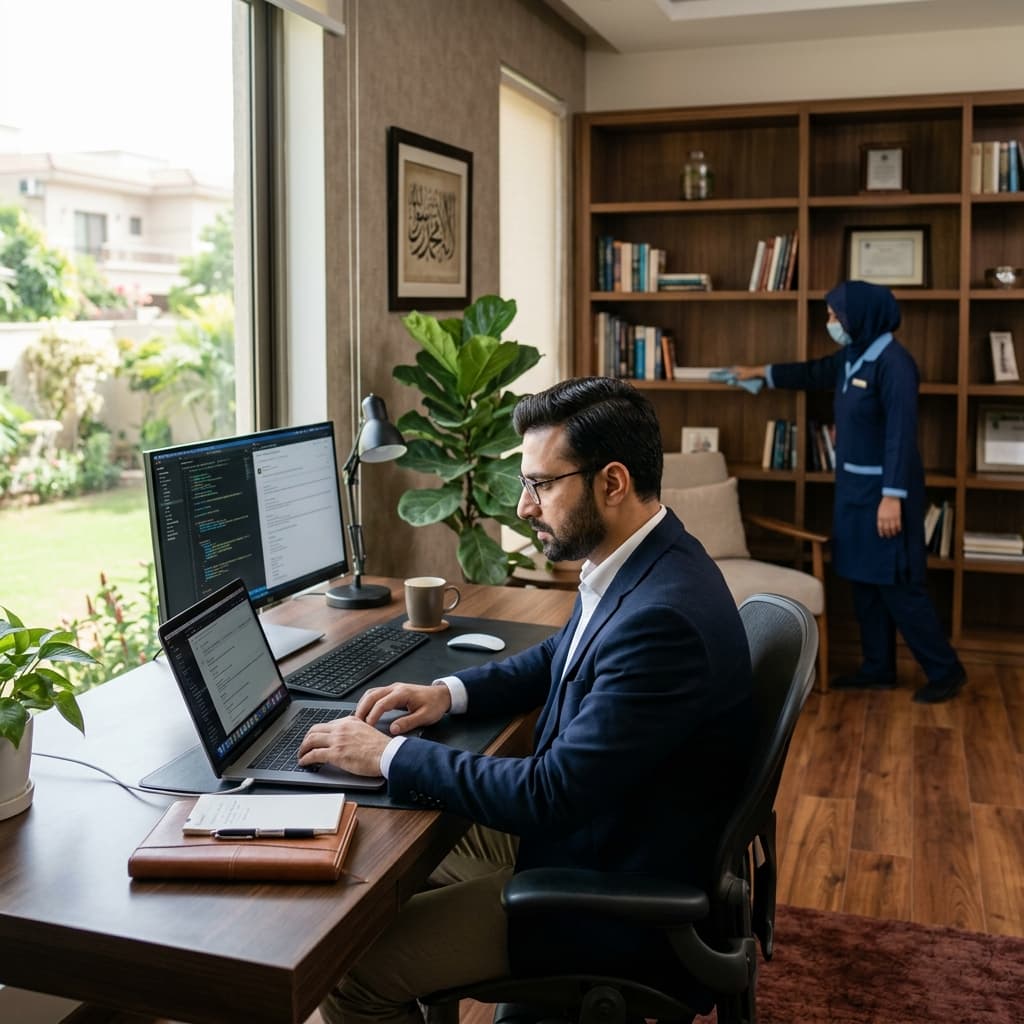 Silent Housekeeping: Maid Services for Remote Workers in Media Town